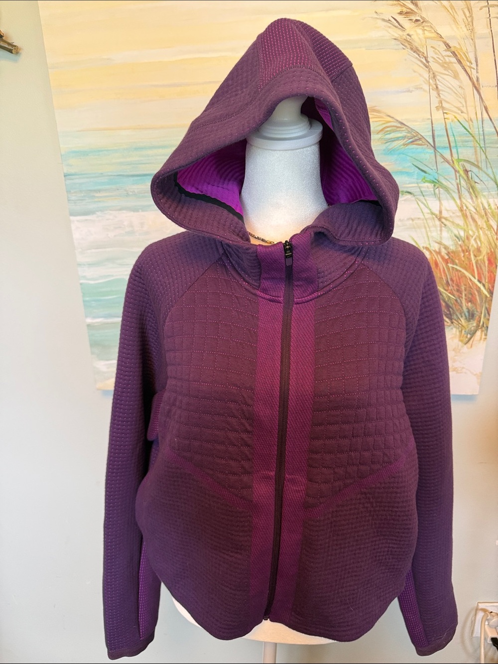 Nike Deep Purple Quilted Hooded Bomber Jacket